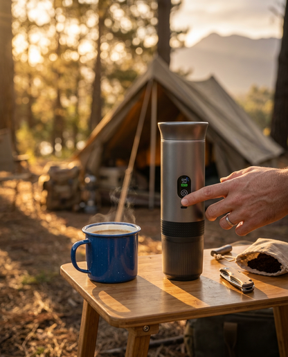 Brendo espressomachine op de camping