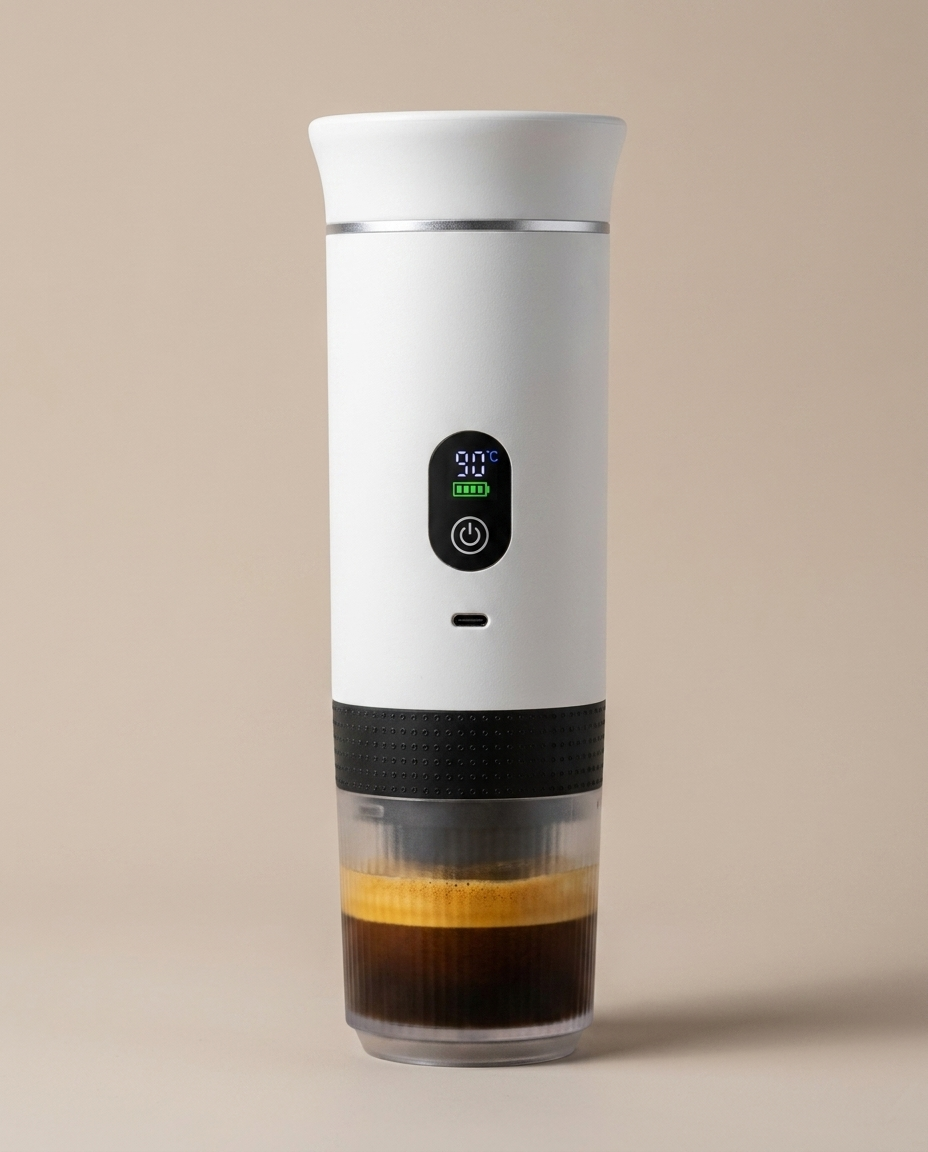 Brendo draagbare espressomachine, kleur wit, met verse espresso