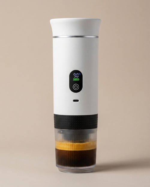 Brendo draagbare espressomachine, kleur wit, met verse espresso