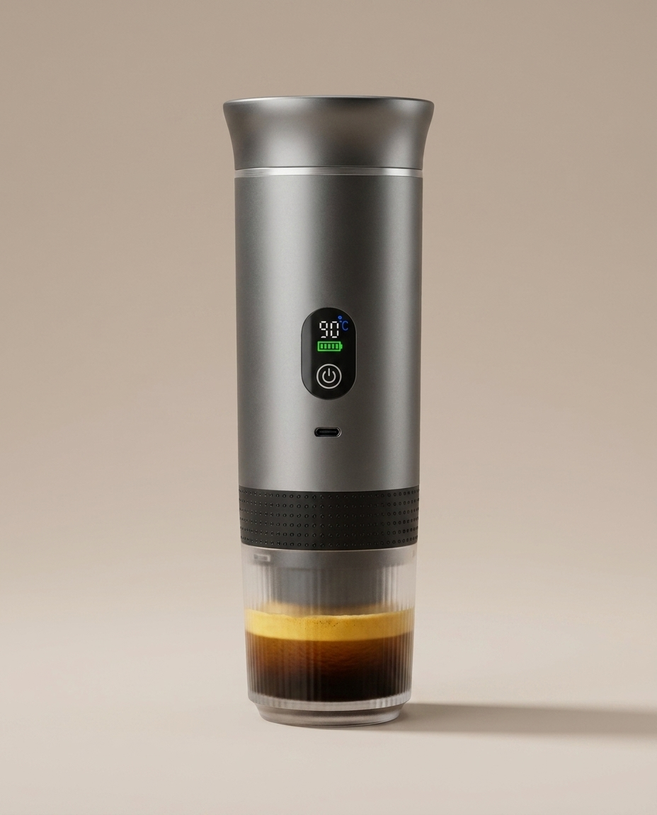 Brendo draagbare espressomachine, kleur grijs, met verse espresso