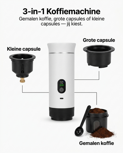 Brendo 3-in-1: gemalen koffie, grote capsule of kleine capsule