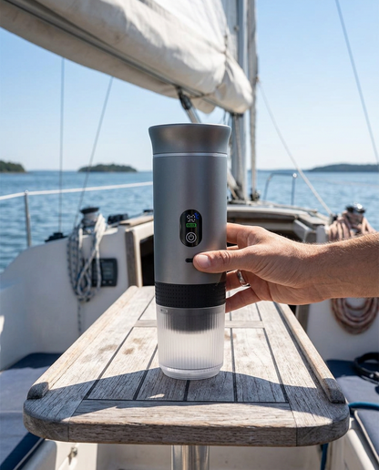 Brendo espressomachine op een zeilboot